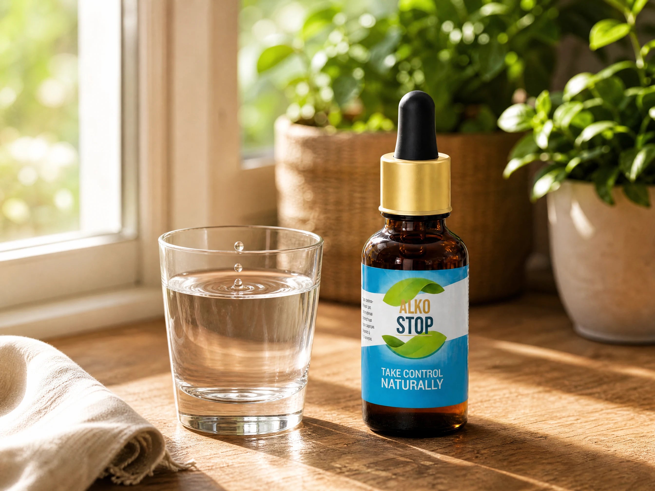 AlkoStop drops in a glass of water